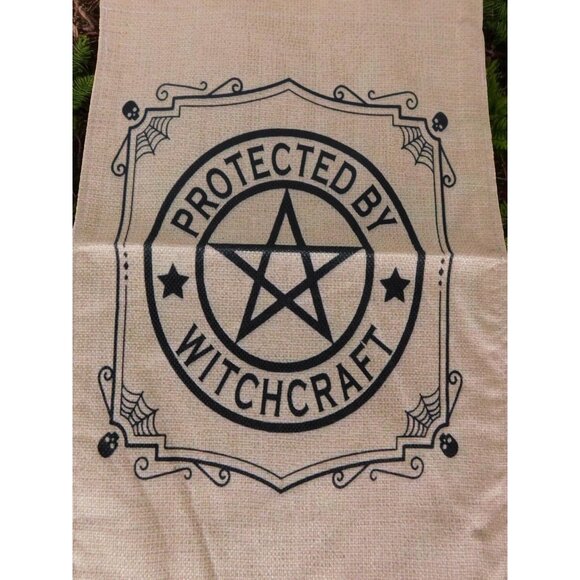 Protected by Witchcraft Garden Flag Halloween Outdoor Yard Banner Pagan Wicca - Picture 3 of 6